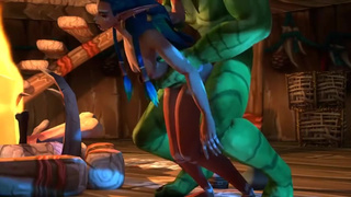 Секси, подтянутая warcraft-самка: трахают и обливают спермой тролля