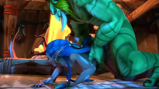 Секси, подтянутая warcraft-самка: трахают и обливают спермой тролля