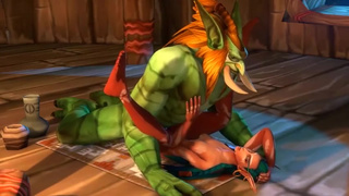 Секси, подтянутая warcraft-самка: трахают и обливают спермой тролля