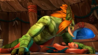 Секси, подтянутая warcraft-самка: трахают и обливают спермой тролля