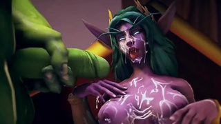 World Of Warcraft: Кончают на лицо Тиранды, орки